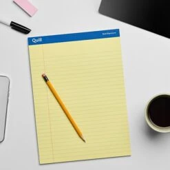 Quill Brand® Gold Signature Premium Series Legal Pad, 8-1/2" X 11", Wide Ruled, Yellow, 50 Sheets/Pad, 12 Pads/Pack (742270) -Office Supplies Discount 7F090809 D9B7 4239 803EF7DD633293F2 s7