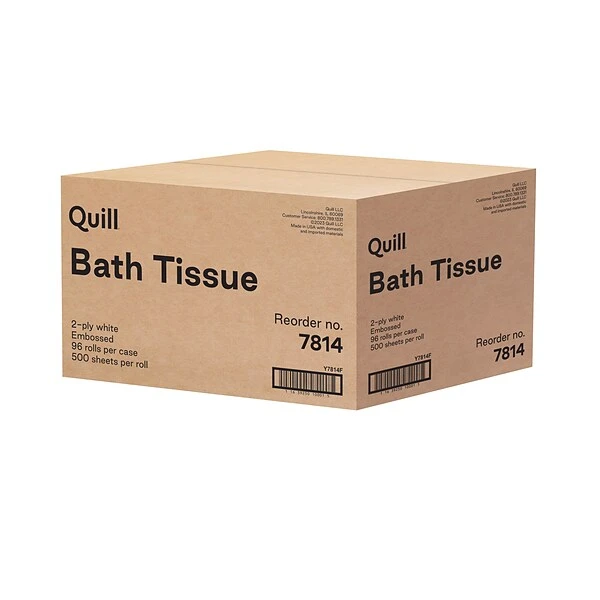 Quill Brand® Toilet Paper, 100% Recycled, 2-Ply, 500 Sheets/Roll, 96 Rolls/Carton (7814-QCC) 4 Quill Brand® Toilet Paper, 100% Recycled, 2-Ply, 500 Sheets/Roll, 96 Rolls/Carton (7814-QCC) - Image 2