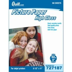 Quill Brand® Premium Photo Paper For Inkjet Printers; 8.5 X 11", Glossy, 100 Sheets/Pack