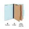 Quill Brand® Recycled Pressboard Classification Folders, 2-Partitions, 6-Fasteners, Legal, Lt Blue, 15/Box (761903) -Office Supplies Discount 8F28376D 2BE3 4F6E B991ED4EC9147E3D s7