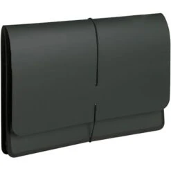 Quill Brand® Poly Expanding Wallet, Flap And Cord Closure, Legal Size, Black (11884-QL)