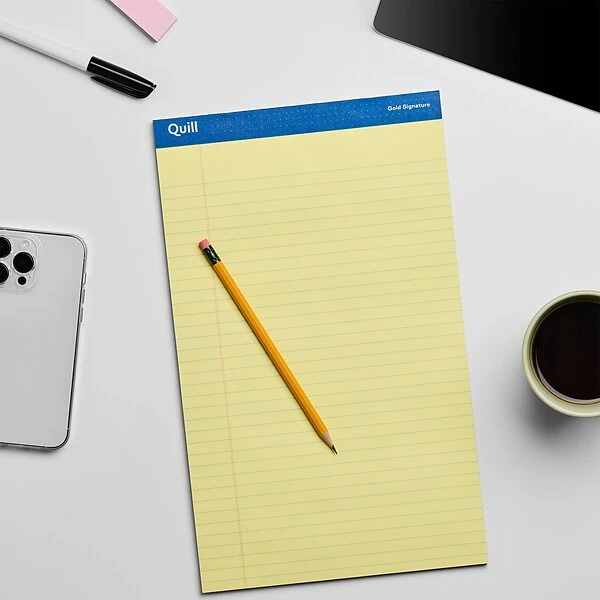 Quill Brand® Gold Signature Premium Series Legal Pad, 8-1/2" X 14", Wide Ruled, Yellow, 50 Sheets/Pad, 12 Pads/Pack (742272) 8 Quill Brand® Gold Signature Premium Series Legal Pad, 8-1/2" X 14", Wide Ruled, Yellow, 50 Sheets/Pad, 12 Pads/Pack (742272) - Image 6