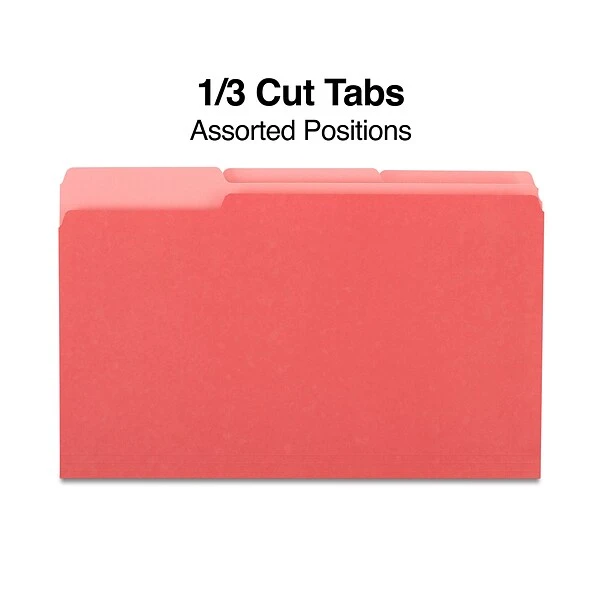 Quill Brand® File Folders, Assorted Tabs, 1/3-Cut, Legal, Red, 100/Box (741013RD) 4 Quill Brand® File Folders, Assorted Tabs, 1/3-Cut, Legal, Red, 100/Box (741013RD) - Image 2
