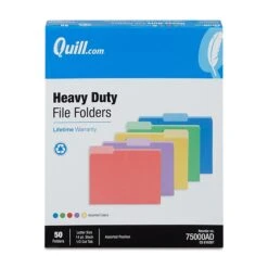 Quill Brand® Heavy-Duty File Folders, Assorted Tabs, 1/3-Cut, Letter Size, Assorted Colors, 50/Box (75000AD) -Office Supplies Discount 9F3916BA 9A45 45E5 AE19802C1BBF4910 s7