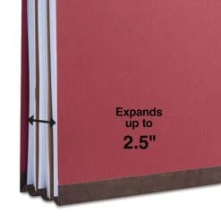 Quill Brand® 2/5-Cut Tab Pressboard Classification File Folders, 2-Partitions, 6-Fasteners, Letter, Red, 15/Box (73803) -Office Supplies Discount 9F7C988C 7354 4E5F 9BEE5B05A368DA86 s7