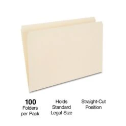 Quill Brand® File Folders, Straight Cut, Legal Size, Manila, 100/Box (760133)