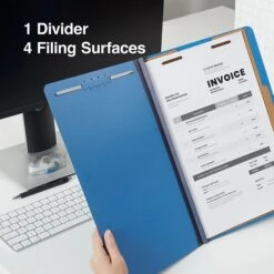 Quill Brand® 2/5-Cut Tab Pressboard Classification File Folders, 1-Partition, 4-Fasteners, Legal, Blue, 15/Box (747026) -Office Supplies Discount A592FF07 7C70 4340 9A2B3B54C9F42C93 s7