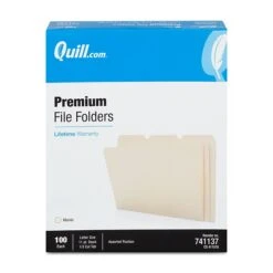 Quill Brand® Premium File Folders, Assorted Tabs, 1/3-Cut, Letter Size ,Manila, 100/Box (741137) -Office Supplies Discount A6BA21FE 4B76 4C83 8D5DE4C75427D081 s7