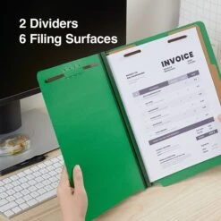 Quill Brand® End-Tab Partition Folders, 2 Partitions, 6 Fasteners, Emerald Green, Letter, 15/Box (748034) -Office Supplies Discount A6F7C5BB 1F39 46BE 8DED398E0A1913FE s7