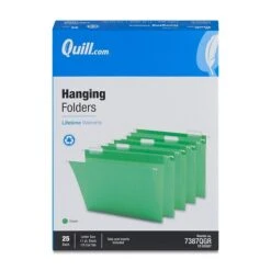 Quill Brand® Hanging File Folders, 1/5-Cut, Letter Size, Green, 25/Box (7387QGR) -Office Supplies Discount AD040562 94E0 48C6 AAC2AF728B400241 s7