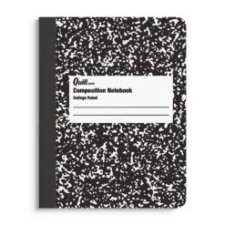 Quill Brand® Composition Notebook, 7.5" X 9.75", Wide Ruled, 100 Sheets, Black/White, 48/Carton (TR55076)
