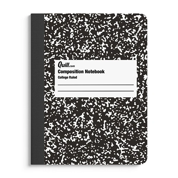 Quill Brand® Composition Notebook, 7.5" X 9.75", Wide Ruled, 100 Sheets, Black/White, 48/Carton (TR55076) 3 Quill Brand® Composition Notebook, 7.5" X 9.75", Wide Ruled, 100 Sheets, Black/White, 48/Carton (TR55076)