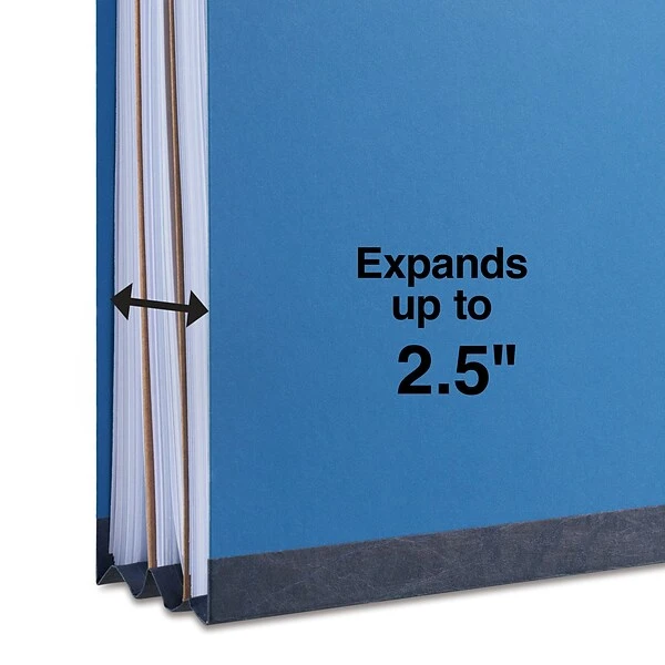 Quill Brand® 2/5-Cut Pressboard Classification Folders With Pockets, 2 Partitions, 6-Fasteners, Letter, Blue, 15/Box (736026) 5 Quill Brand® 2/5-Cut Pressboard Classification Folders With Pockets, 2 Partitions, 6-Fasteners, Letter, Blue, 15/Box (736026) - Image 3
