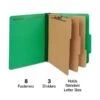 Quill Brand® 2/5-Cut Tab Pressboard Classification File Folders, 3-Partitions, 8-Fasteners, Letter, Green, 15/Box (7-44034) -Office Supplies Discount C4DAC923 0083 4ACB 9DD10B2D4BB731FA s7