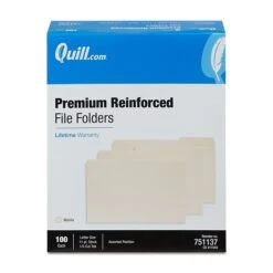 Quill Brand® Premium Reinforced File Folders, Assorted Tabs, 1/3-Cut, Letter Size, Manila, 100/Box (751137) -Office Supplies Discount C6211EED 9963 4F91 8A581E196A29359E s7