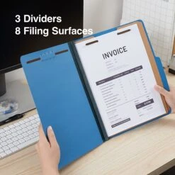 Quill Brand® 2/5-Cut Tab Pressboard Classification File Folders, 3-Partitions, 8-Fasteners, Letter, Blue, 15/Box (744026) -Office Supplies Discount C6D0CE60 CA6A 47D1 82F8442D7E9D45EA s7