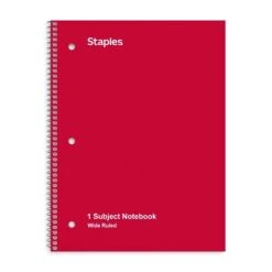 Quill Brand® 1-Subject Notebook, 8" X 10.5", Wide Ruled, 70 Sheets, Assorted Colors (ST54893-QB)