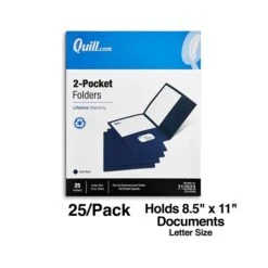 Quill Brand® 2-Pocket Folders, Dark Blue, 25/Box (712523) -Office Supplies Discount CAFE7822 FF31 4BD3 BC844103B1ECF6E7 s7