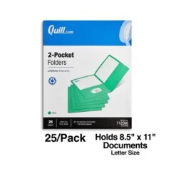 Quill Brand® 2-Pocket Folders, Green, 25/Box (712560) -Office Supplies Discount D030EBAB 51AA 4CC8 8ACEAB5E51574C63 s7
