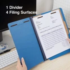 Quill Brand® End-Tab Partition Folders, 1 Partition, 4 Fasteners, Cobalt Blue, Letter, 15/Box (751026) -Office Supplies Discount D1515786 1F93 4AAC BF38E5C683AFA511 s7