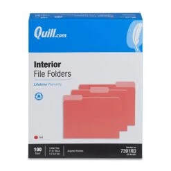 Quill Brand® Interior File Folders, 1/3-Cut, Letter Size, Red, 100/Box (7391RD) -Office Supplies Discount D4F32C31 5876 411C B9DBE8AD90727220 s7