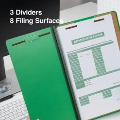 Quill Brand® 2/5-Cut Tab Pressboard Classification File Folders, 3-Partitions, 8-Fasteners, Legal, Green, 15/Box (745034) -Office Supplies Discount D5521AA5 3E64 4027 8D401E8B06407267 s7
