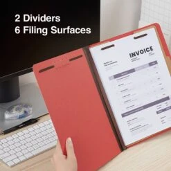 Quill Brand® 2/5-Cut Tab Pressboard Classification File Folders, 2-Partitions, 6-Fasteners, Letter, Brown, 15/Box (738036) -Office Supplies Discount D8D31146 1EC1 4091 82AC4362BDF76D84 s7
