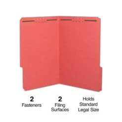 Quill Brand® 1/3-Cut Assorted 2-Fastener Folders, Legal, Red, 50/Box (7358RD)