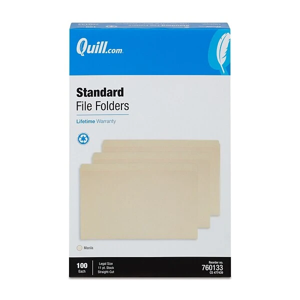 Quill Brand® File Folders, Straight Cut, Legal Size, Manila, 100/Box (760133) 6 Quill Brand® File Folders, Straight Cut, Legal Size, Manila, 100/Box (760133) - Image 4