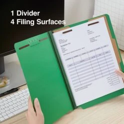 Quill Brand® End-Tab Partition Folders, 1 Partition, 4 Fasteners, Emerald Green, Letter, 15/Box (751034) -Office Supplies Discount E97D24BF CF8B 4F26 AF487296017CDCCA s7