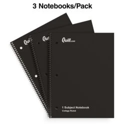Quill Brand® 1-Subject Notebook, 8" X 10.5", College Ruled, 70 Sheets, Black, 3/Pack (TR58373) -Office Supplies Discount FF219EE3 5287 44A6 BF9996C23F9F639A s7