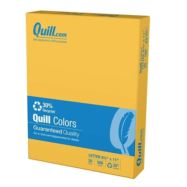 Quill Brand® 30% Recycled 8.5" X 11" Multipurpose Paper, 20 Lbs., Goldenrod, 500 Sheets/Ream, 10 Reams/Carton (720565CT) 3 Quill Brand® 30% Recycled 8.5" X 11" Multipurpose Paper, 20 Lbs., Goldenrod, 500 Sheets/Ream, 10 Reams/Carton (720565CT)