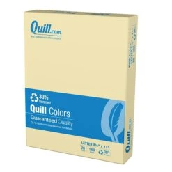Quill Brand® 30% Recycled Colored Multipurpose Paper, 20 Lbs., 8.5" X 11", Ivory, 500 Sheets/Ream, 10 Reams/Carton (720569CT)