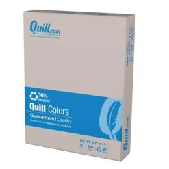 Quill Brand® 30% Recycled Colored Multipurpose Paper, 20 Lbs., 8.5" X 11", Gray, 500 Sheets/Ream, 10 Reams/Carton (720571CT)