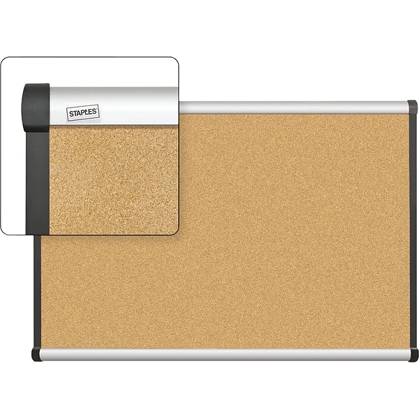 Quill Brand® Cork Bulletin Board, Aluminum Frame, 3'W X 2'H (23679-CC) 3 Quill Brand® Cork Bulletin Board, Aluminum Frame, 3'W X 2'H (23679-CC)