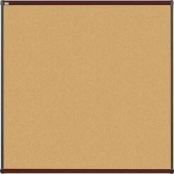 Quill Brand® Durable Cork Bulletin Board, Mahogany Finish Frame, 4'W X 4'H