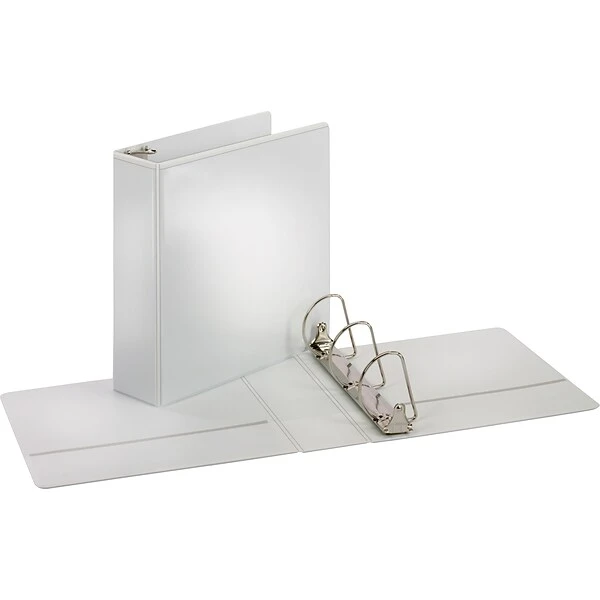 Quill Brand® Standard 3" 3 Ring View Binder With D-Rings, White (7320313) 3 Quill Brand® Standard 3" 3 Ring View Binder With D-Rings, White (7320313)