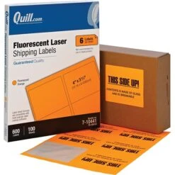 Quill Brand® Laser Shipping Labels, 3-1/3" X 4", Fluorescent Orange, 600 Labels (710441)