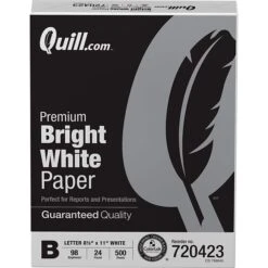 Quill Brand® 8.5" X 11" Laser & Inkjet Print Paper, 24 Lbs., 98 Brightness, 500 Sheets/Ream, 10 Reams/Carton (720423CT)