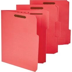 Quill Brand® 1/3-Cut Assorted 2-Fastener Folders, Letter, Red, 50/Box (7354RD) -Office Supplies Discount s1009039 s7