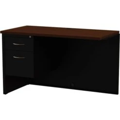 Quill Brand® Modular Desk Left Return, Black/Walnut, 24"Wx48"D