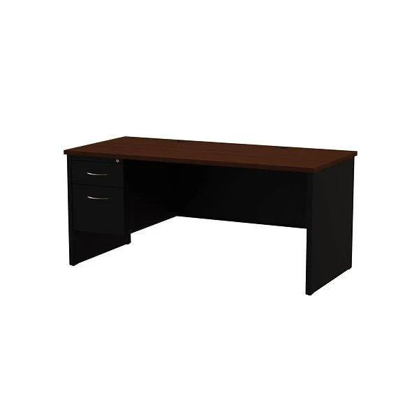 Quill Brand® 66" Modular Left Single Pedestal Desk, Black/Walnut (UN28449) 3 Quill Brand® 66" Modular Left Single Pedestal Desk, Black/Walnut (UN28449)