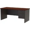 Quill Brand® Modular Right Single Pedestal Desk, Charcoal/Mahogany, 30"Dx66"W -Office Supplies Discount s1012908 s7