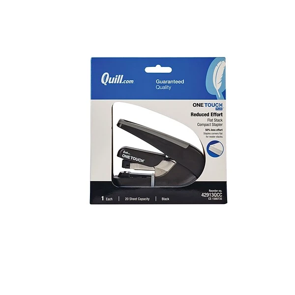 Quill Brand® One-Touch Plus™ Compact Quarter Strip Desktop Stapler, 20 Sheet Capacity, Black/Gray (42913QCC) 3 Quill Brand® One-Touch Plus™ Compact Quarter Strip Desktop Stapler, 20 Sheet Capacity, Black/Gray (42913QCC)