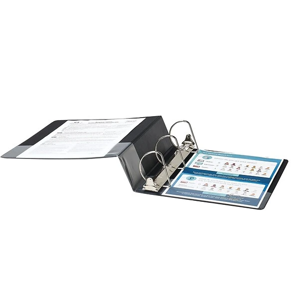 Quill Brand® Standard 3" 3 Ring View Binder With D-Rings, Black (7320301) 4 Quill Brand® Standard 3" 3 Ring View Binder With D-Rings, Black (7320301) - Image 2