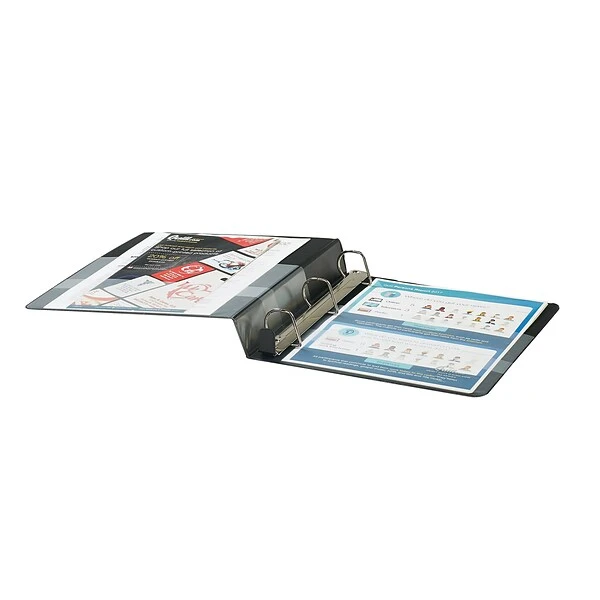 Quill Brand® Heavy Duty 1-1/2" 3 Ring View Binder, Easy Open D Rings, Black (74215BK) 4 Quill Brand® Heavy Duty 1-1/2" 3 Ring View Binder, Easy Open D Rings, Black (74215BK) - Image 2