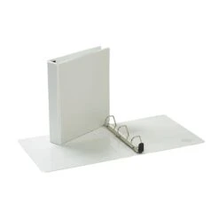 Quill Brand® Heavy Duty 1-1/2" 3 Ring View Binder, Easy Open D Rings, White (74215WE)