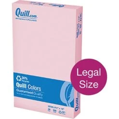 Quill Brand® 30% Recycled Multipurpose Colored Paper, 20 Lbs., 8.5" X 14", Pink, 500 Sheets/Ream (720581)