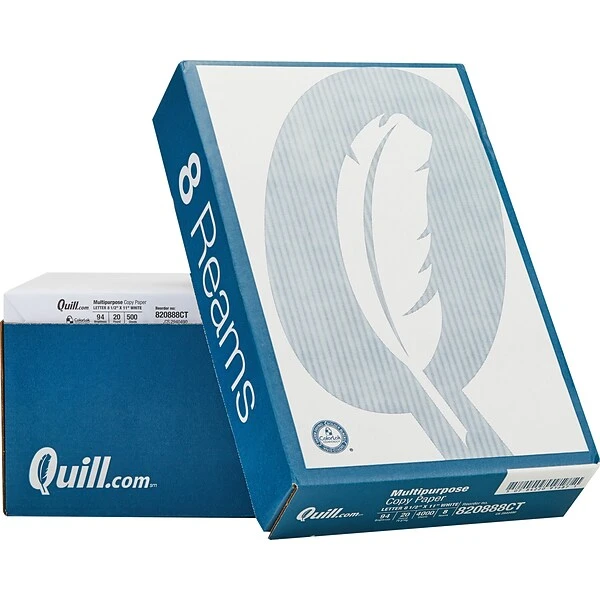 Quill Brand® 8.5" X 11" Multipurpose Copy Paper, 20 Lbs., 94 Brightness, 500 Sheets/Ream, 8 Reams/Carton (820888CT) 4 Quill Brand® 8.5" X 11" Multipurpose Copy Paper, 20 Lbs., 94 Brightness, 500 Sheets/Ream, 8 Reams/Carton (820888CT) - Image 2