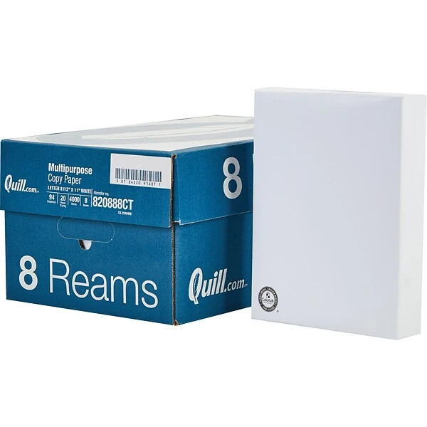 Quill Brand® 8.5" X 11" Multipurpose Copy Paper, 20 Lbs., 94 Brightness, 500 Sheets/Ream, 8 Reams/Carton (820888CT) 5 Quill Brand® 8.5" X 11" Multipurpose Copy Paper, 20 Lbs., 94 Brightness, 500 Sheets/Ream, 8 Reams/Carton (820888CT) - Image 3